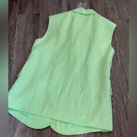 We The Free FP Lime Green Sleeveless Linen Vest Blazer. - Picture 7 of 14